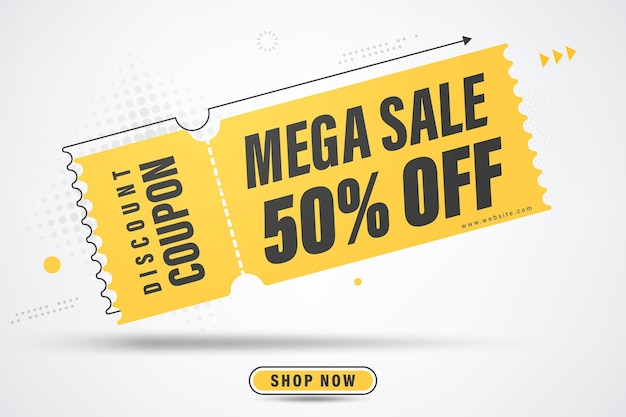 Diseño de plantilla de banner de mega venta oferta especial hasta 50% de descuento.