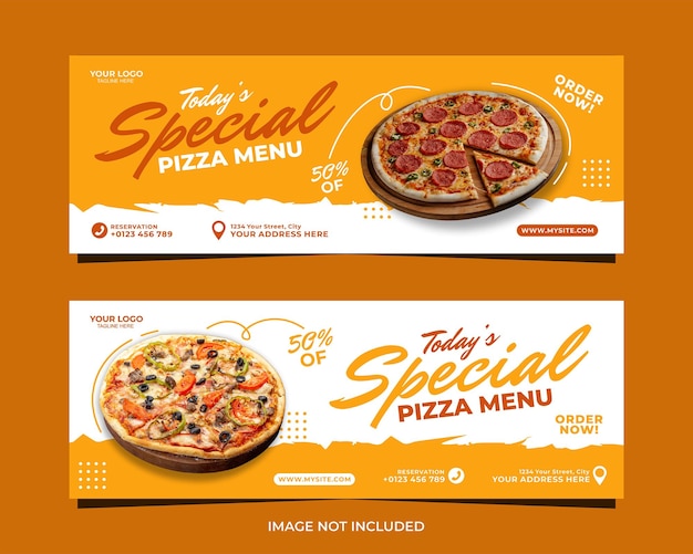 Diseño de plantilla de banner de menú de pizza especial