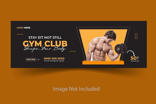 Diseño de plantilla de banner de portada de Facebook de gimnasio y fitness vectorial