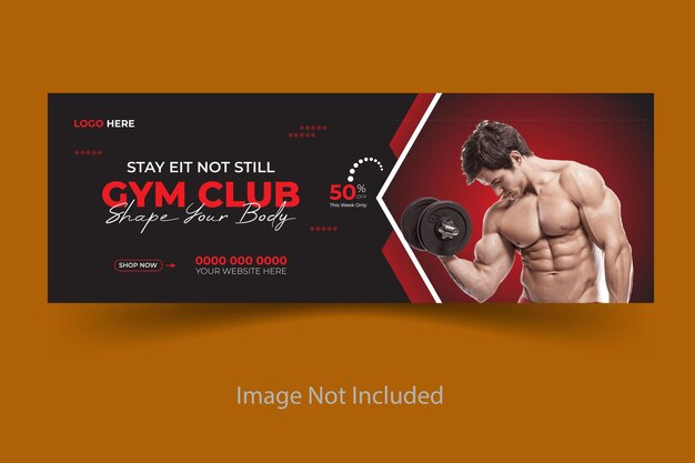 Diseño de plantilla de banner de portada de Facebook de gimnasio y fitness vectorial