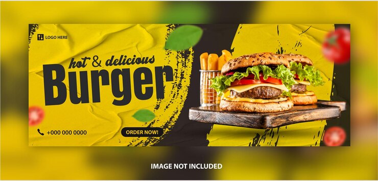 Vector diseño de plantilla de banner de portada de facebook promocional de comida y restaurante