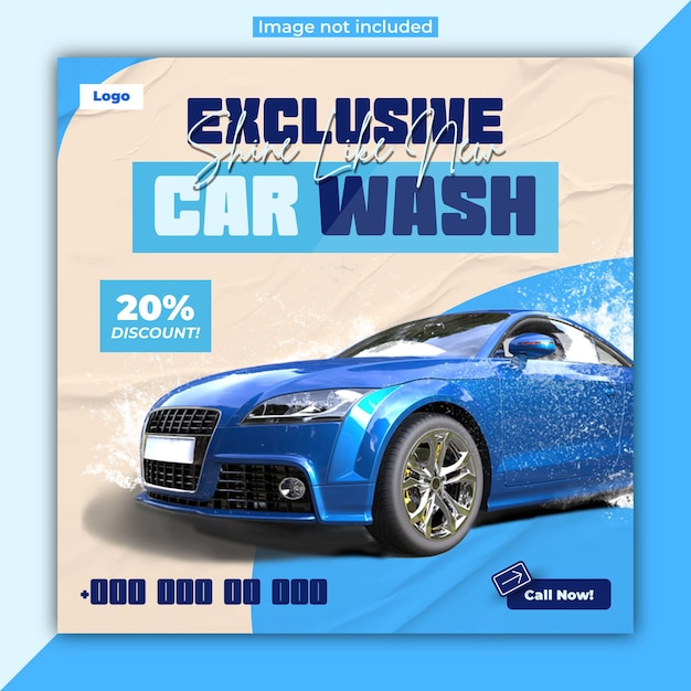 Diseño de plantilla de banner de portada promocional para el servicio de lavado de coches