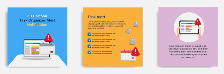 Vector diseño de plantilla de banner de publicación de notificación de fecha límite de alerta de gestión de proyectos informativos de redes sociales