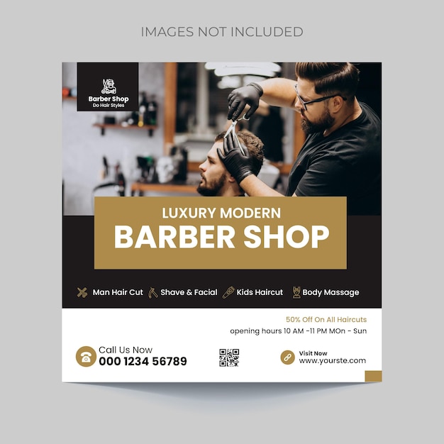 Diseño de plantilla de banner de publicación de redes sociales de barbería de vector