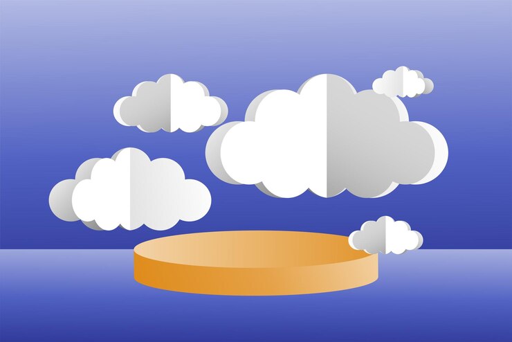 Vector diseño de plantilla de banner de publicación de redes sociales en la nube cortada en papel a todo color