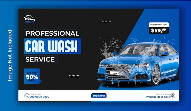 Diseño de plantilla de banner publicitario para el lavado de coches