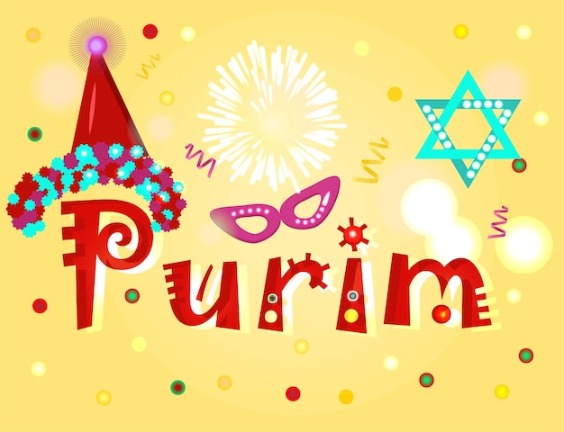 Diseño de plantilla de banner de Purim con ilustración de vector de fiesta judía de payaso