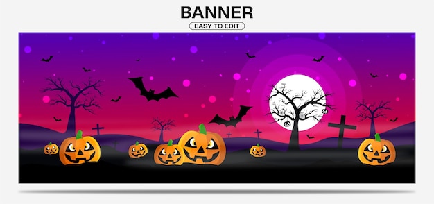 Diseño de plantilla de banner de redes sociales de feliz halloween