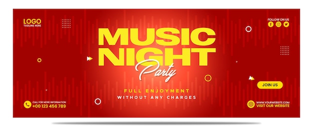 Diseño de plantilla de banner de redes sociales de music night party