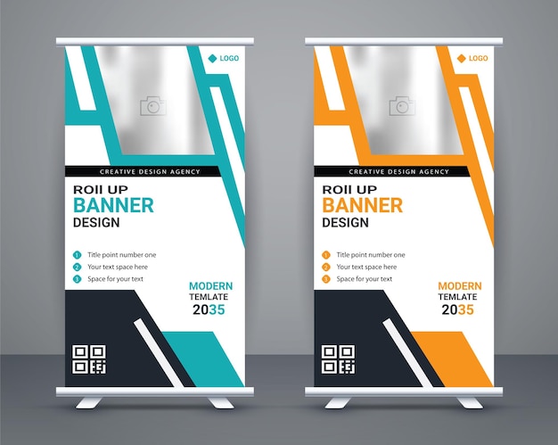 diseño de plantilla de banner roll up de negocios