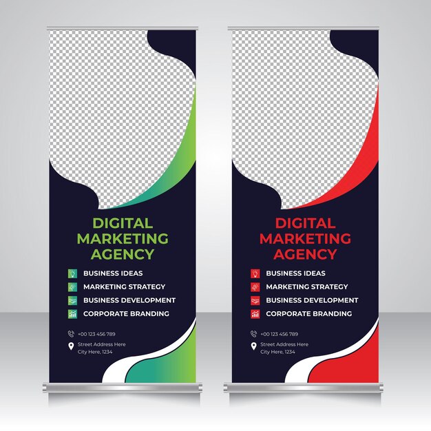 diseño de plantilla de banner de rollo vectorial