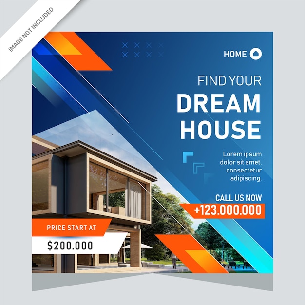 Diseño de plantilla de banner de sitio web o publicación de instagram de venta de viviendas