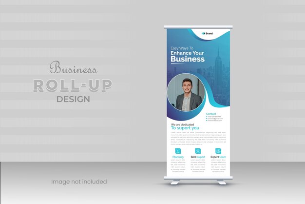 Diseño de plantilla de banner de soporte enrollable de vector profesional