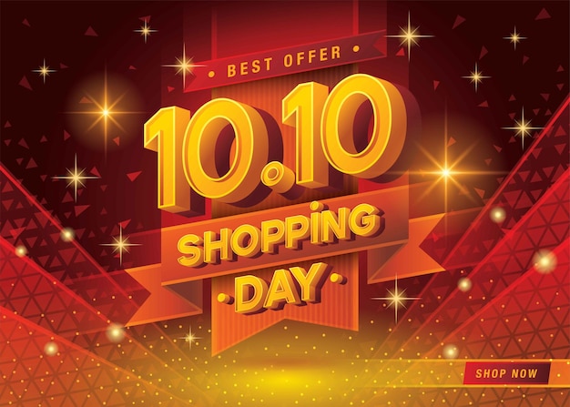Diseño de plantilla de banner de venta de día de compras 1010 oferta especial descuento Plantilla de banner de compras