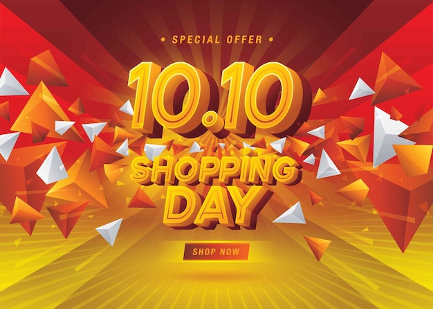 Diseño de plantilla de banner de venta de día de compras 1010 oferta especial descuento Plantilla de banner de compras