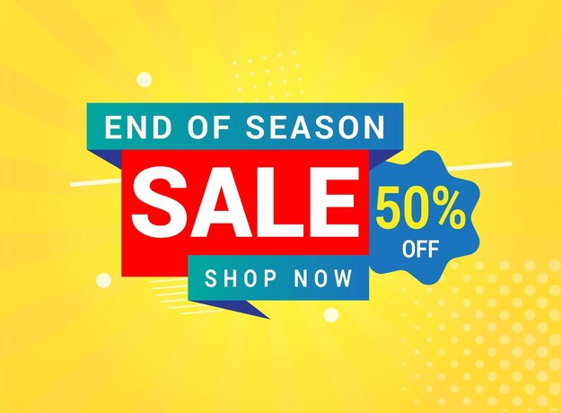 Diseño de plantilla de banner de venta de fin de temporada Gran venta especial hasta un descuento de 50 Super venta por tiempo limitado