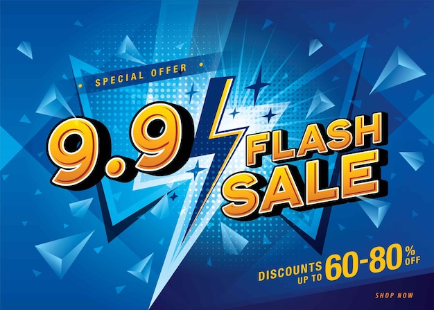 Diseño de plantilla de banner de venta flash de día de compras 99 oferta especial descuento Plantilla de banner de compras