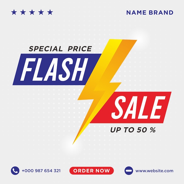 Diseño de plantilla de banner de venta flash vector premium