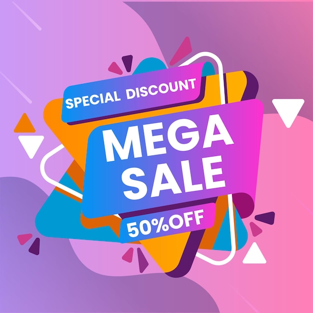 Diseño de plantilla de banner de venta con fondo geométrico Gran oferta especial de venta especial de hasta 80% de descuento Súper