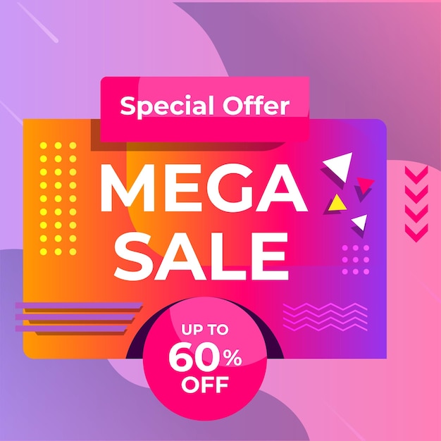 Diseño de plantilla de banner de venta con fondo geométrico Gran oferta especial de venta especial de hasta 80 descuentos Súper