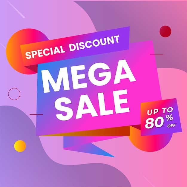 Diseño de plantilla de banner de venta con fondo geométrico Gran oferta especial de venta especial de hasta 80 descuentos Súper
