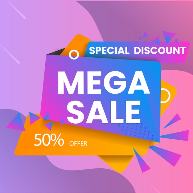 Diseño de plantilla de banner de venta con fondo geométrico Gran oferta especial de venta especial de hasta 80 descuentos Súper
