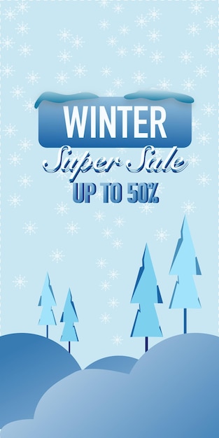Diseño de plantilla de banner de venta de invierno, diseño de ilustración vectorial para anuncios, pancartas.