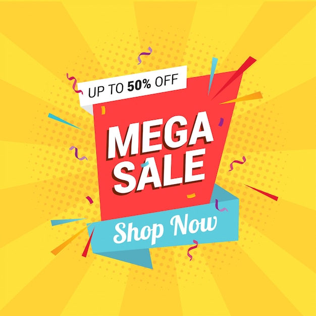 Diseño de plantilla de banner de venta mega.