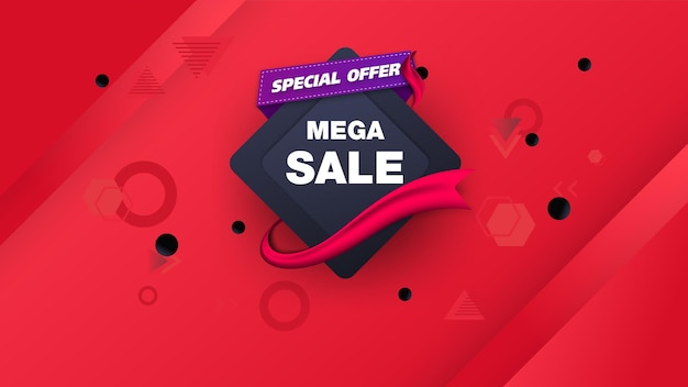 Diseño de plantilla de banner de venta con oferta especial geométrica, gran venta. Super venta, banner de oferta especial de fin de temporada.