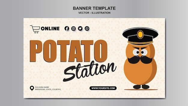 diseño de plantilla de banner de venta de patata para web o redes sociales. vector