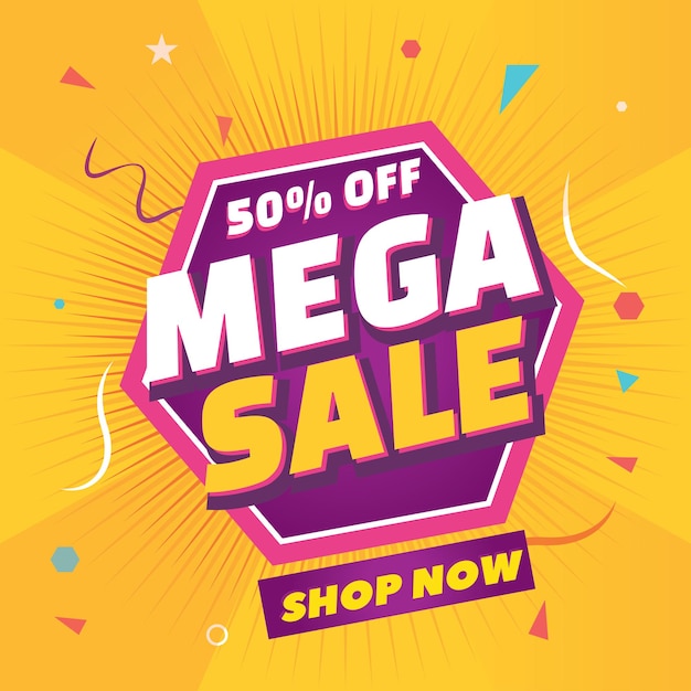 Diseño de plantilla de banner de venta de vector mega venta oferta especial Banner de fin de temporada Elemento web