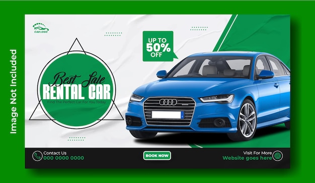 Diseño de plantilla de banner web de alquiler de coches
