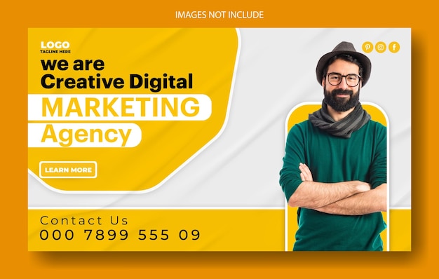 Diseño de plantilla de banner web de marketing digital