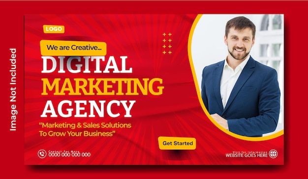 Diseño de plantilla de banner web de marketing digital