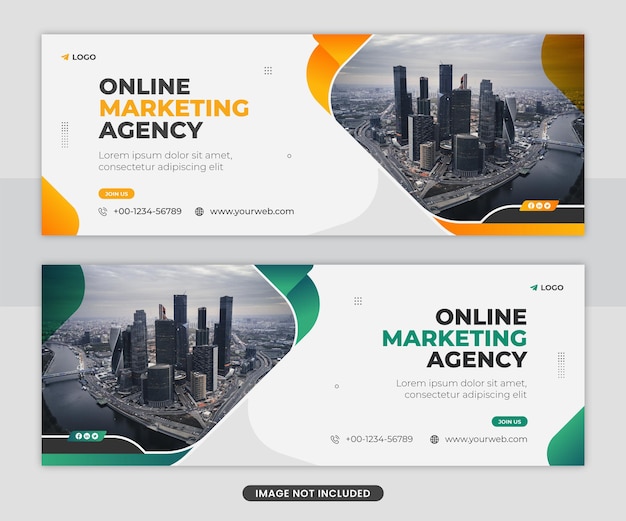 Diseño de plantilla de banner web de portada de facebook de agencia de marketing digital profesional
