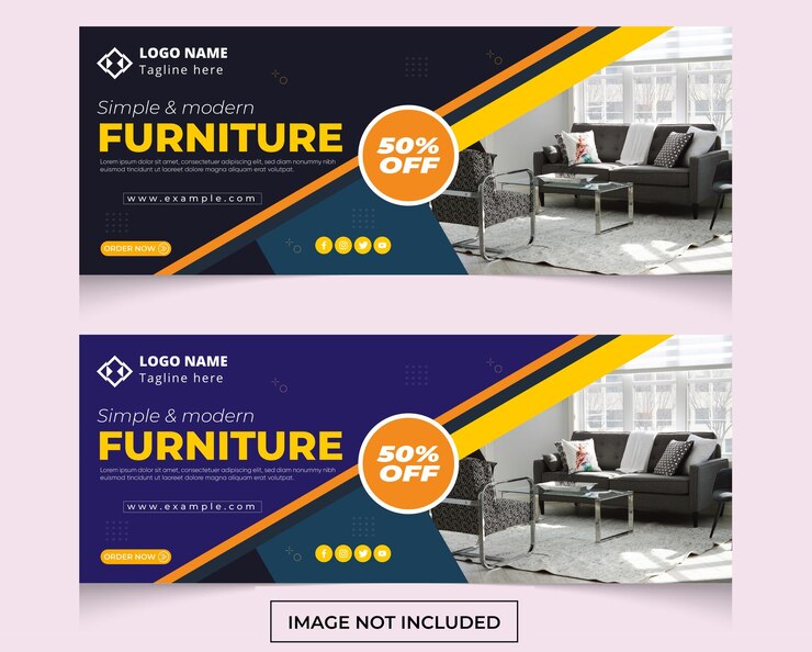 Diseño de plantilla de banner web y portada de Facebook de muebles