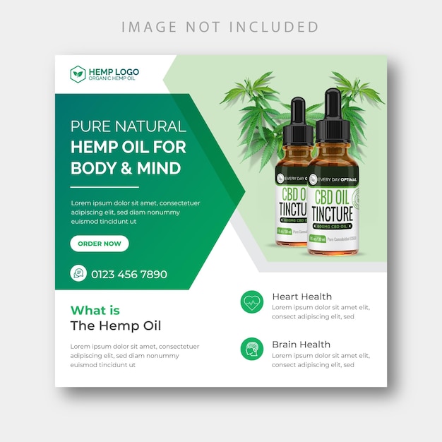 Diseño de plantilla de banner web de publicación de redes sociales de aceite de cáñamo cbd