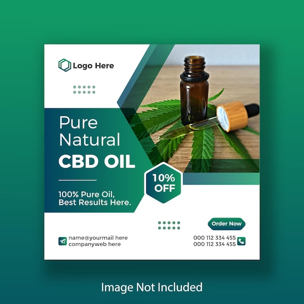 Diseño de plantilla de banner web de publicación de redes sociales de productos de cáñamo o aceite de CBD