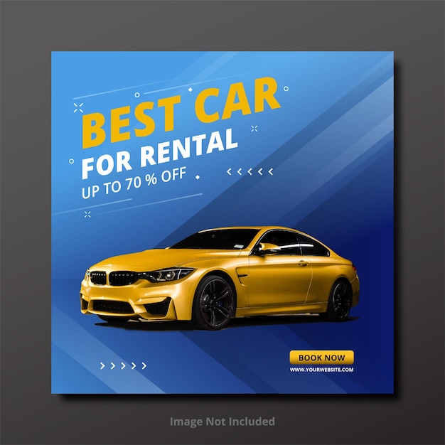 Diseño de plantilla de banner web de publicación de redes sociales de promoción de venta de alquiler de automóviles