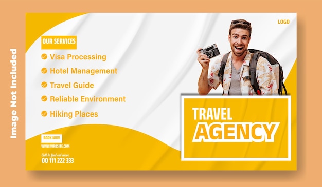 Diseño de plantilla de banner web de viaje turístico