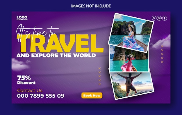 Diseño de plantilla de banner web de viaje turístico