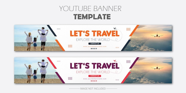 Diseño de plantilla de banner de youtube de viajes y turismo