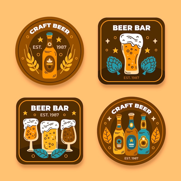 Vector diseño de plantilla de barra de cerveza dibujada a mano