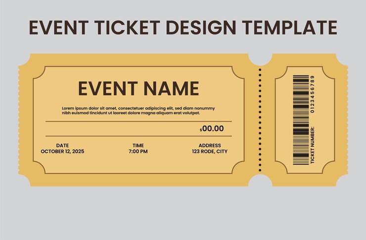 Diseño de plantilla de boleto de evento vectorial