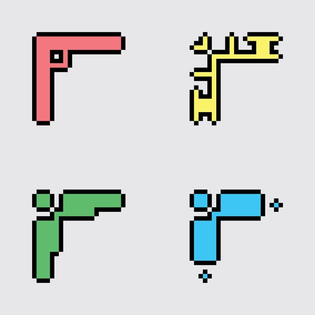 diseño de plantilla de borde de esquina del marco de pixel art