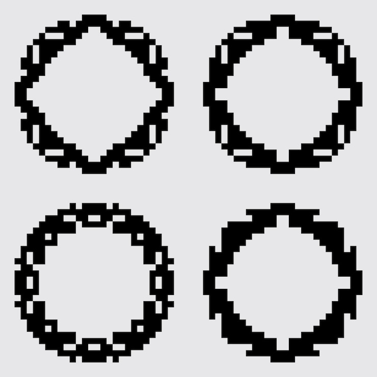 Vector diseño de plantilla de borde de marco de círculo decorativo de pixel art