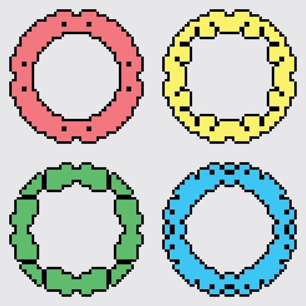 diseño de plantilla de borde de marco de círculo decorativo de pixel art