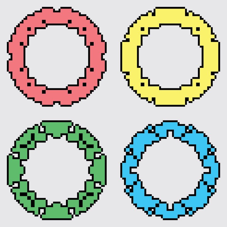 Vector diseño de plantilla de borde de marco de círculo decorativo de pixel art