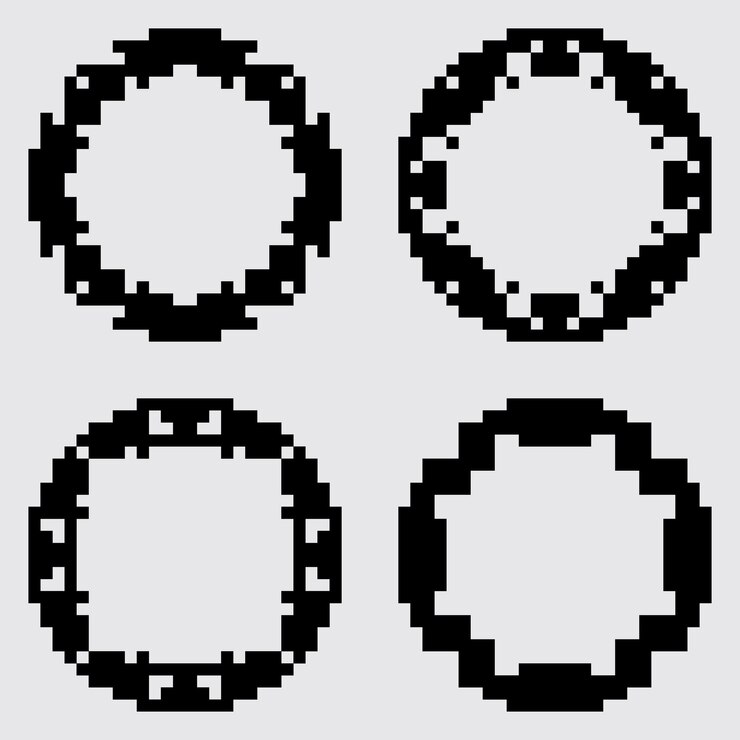 Vector diseño de plantilla de borde de marco de círculo decorativo de pixel art