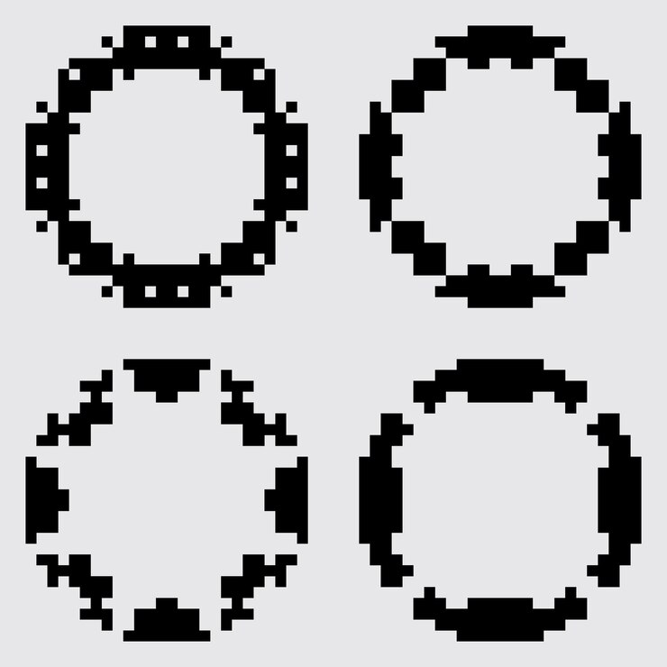 Vector diseño de plantilla de borde de marco de círculo decorativo de pixel art